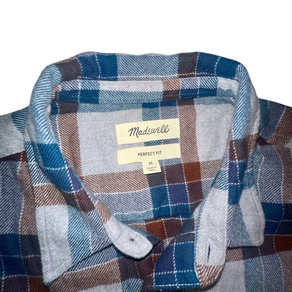 Madewell Perfect Fit Mens Steel Check Sunday Flannel Button up Shirt Size M - Picture 2 of 6